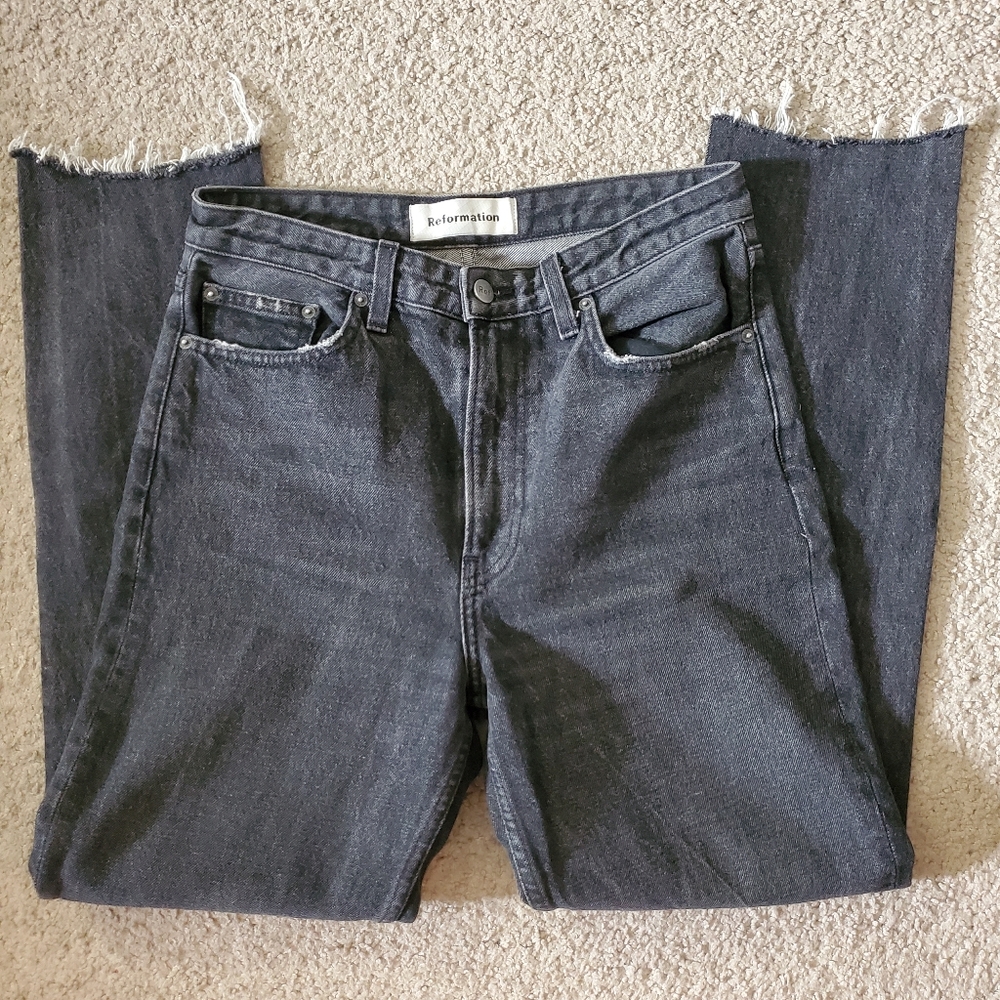 Reformation High Rise Cigarette Jeans Charcoal